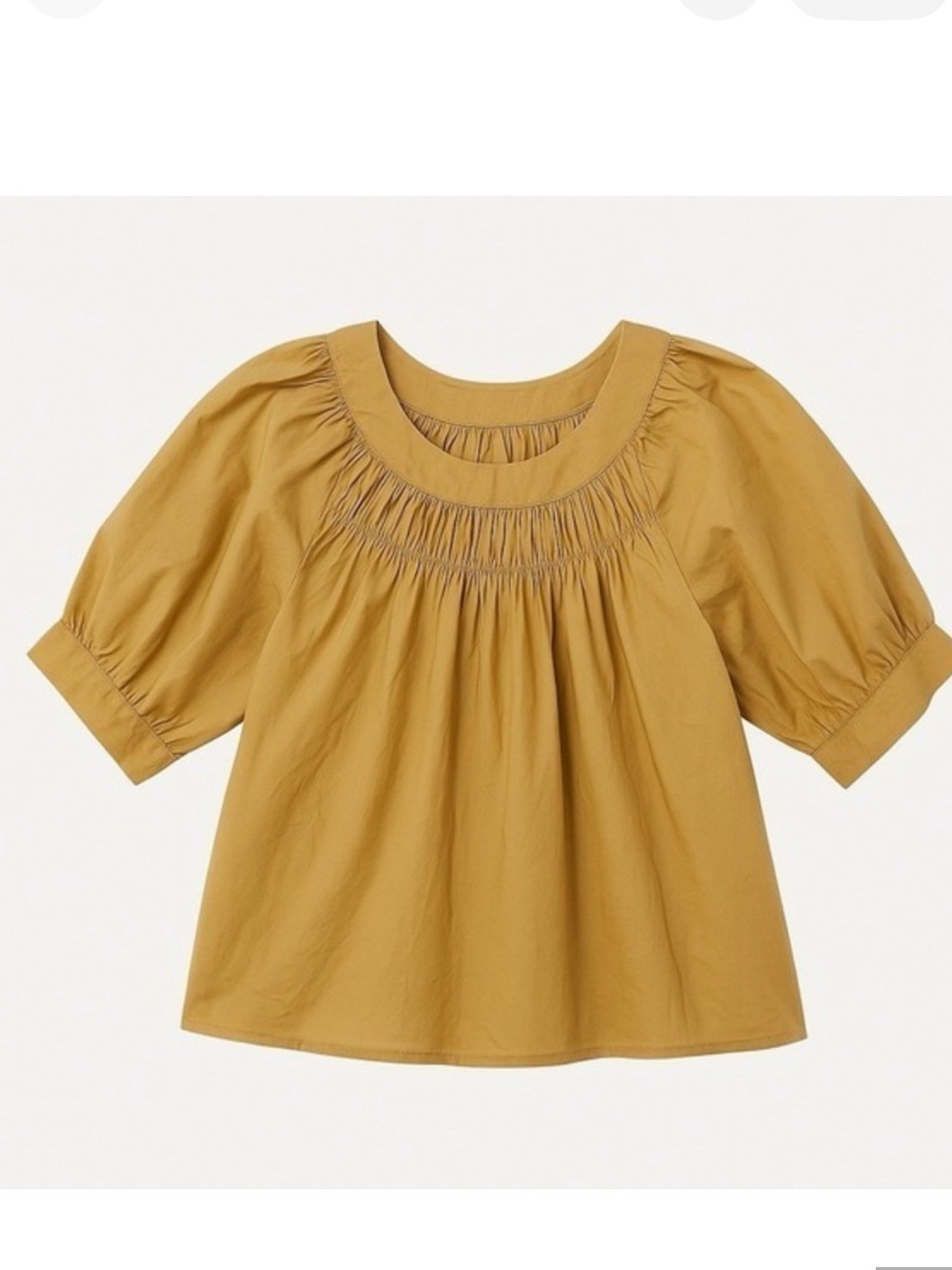 J. Crew Honey Brown Smock-Neck Puff Sleeve, cotton Poplin Top NWT